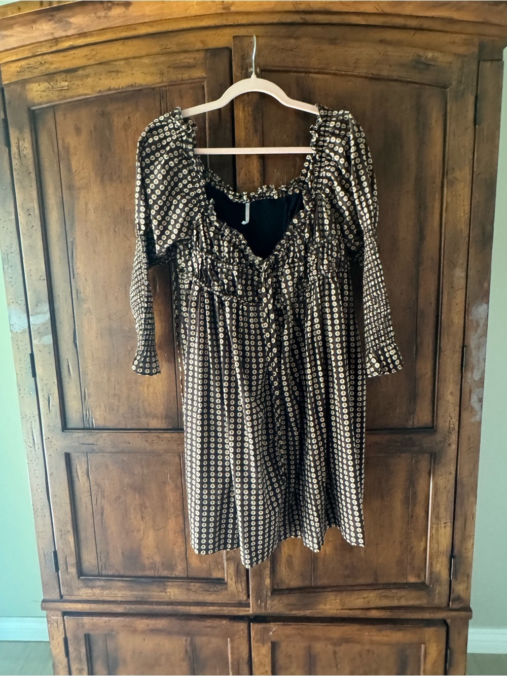 Free People Star Dip Babydoll Dress in Black Multi Size Large - Picture 9 of 11